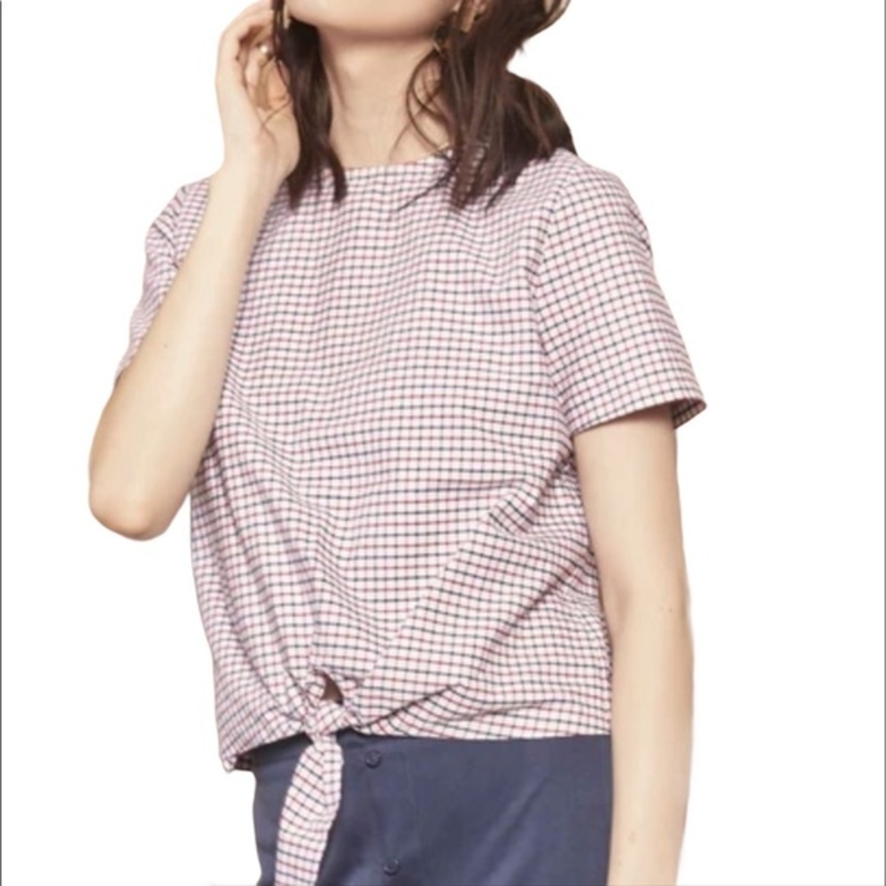 Gingham Blouse button down back new with tags size small